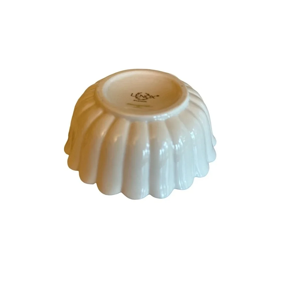 Lenox Ivory Cream Rosebud Trinket Dish Gold Trim Embossed Bowl